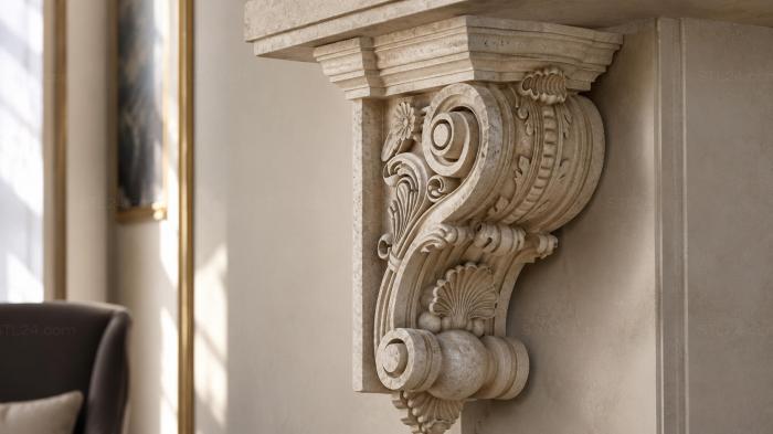 Console with scrolls and rosette 3d STL model