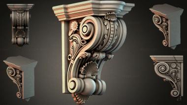 Brackets of different styles (Console with scrolls and rosette, KRI_004913) 3D models for cnc