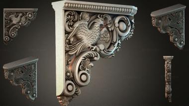 Brackets of different styles (Bracket with a winged eagle and scrolls, KRI_004914) 3D models for cnc