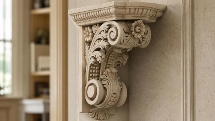 Classic capital with volutes and floral decoration 3d STL model