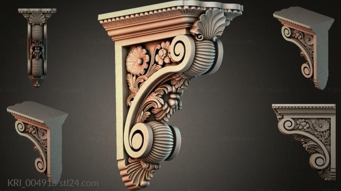 Bracket with volutes and floral decor 3d STL model