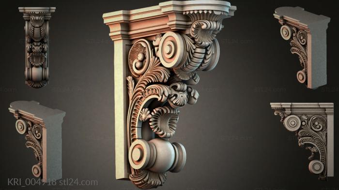 Architectural console with volutes and rosettes 3d STL model