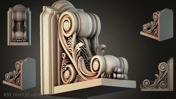 Bracket with volutes and cylindrical rosettes 3d STL model