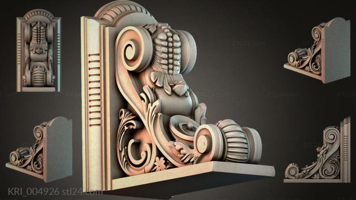 Architectural bracket with volute and wing 3d STL model