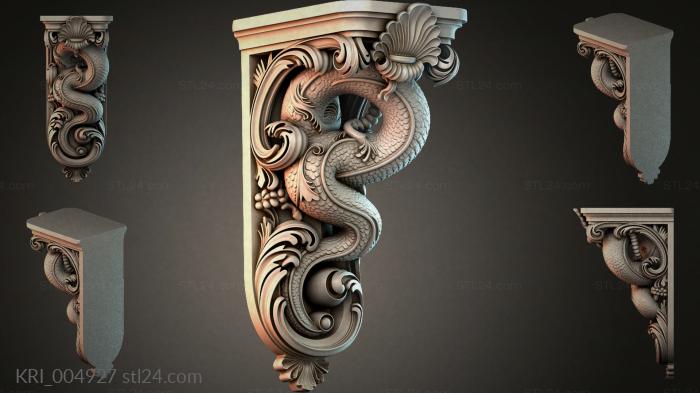 Bracket with a dragon and architectural scrolls 3d STL model