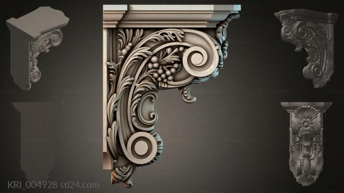 Brackets of different styles (Corner bracket with a bunch of grapes and volute, KRI_004928) 3D models for cnc