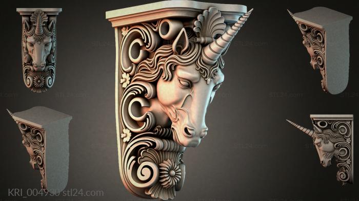 Bracket with a satyrs head with spiral scrolls 3d STL model