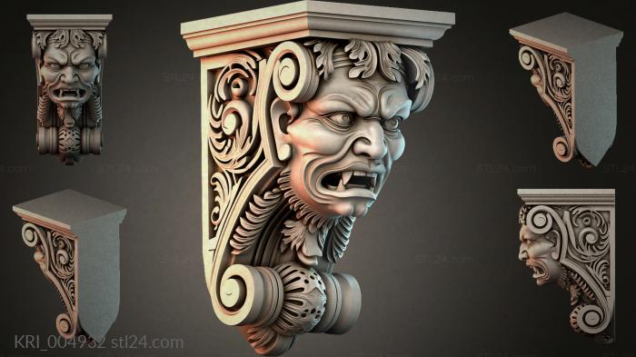 Bracket with a lion face mask and volutes 3d STL model
