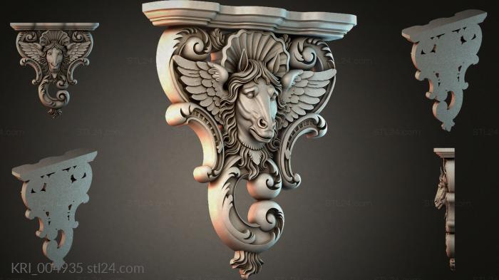 Bracket winged head with curls 3d STL model