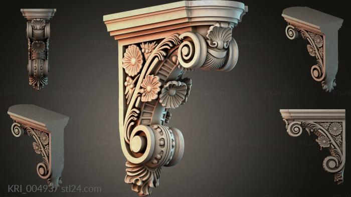Bracket with volute and floral relief 3d STL model