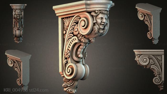 Bracket with a female profile and acanthus 3d STL model