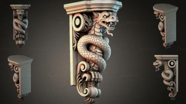 Brackets of different styles (Bracket with a dragon and a demon mask, KRI_004947) 3D models for cnc