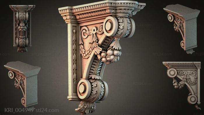 Architectural bracket with mask and garland 3d STL model