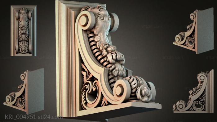 Architectural bracket with volutes and rosettes 3d STL model