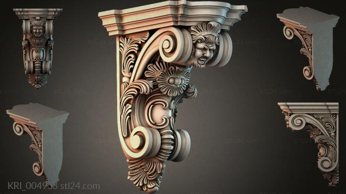 Bracket with a lion mask and acanthus leaves 3d STL model