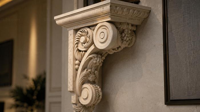 Cornice with volute and spiral 3d STL model
