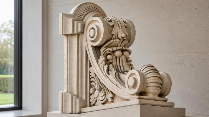 Architectural bracket with acanthus and rosette 3d STL model