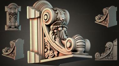 Brackets of different styles (Architectural bracket with acanthus and rosette, KRI_004957) 3D models for cnc