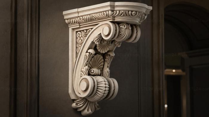 Bracket with volute and acanthus 3d STL model