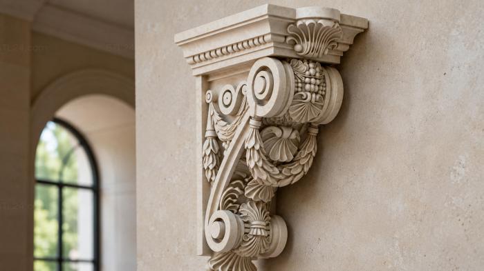 Bracket with volute and rosette 3d STL model