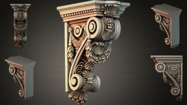 Brackets of different styles (Bracket with volute and rosette, KRI_004960) 3D models for cnc