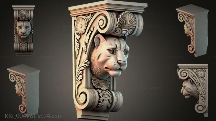 Bracket lion head with volutes 3d STL model