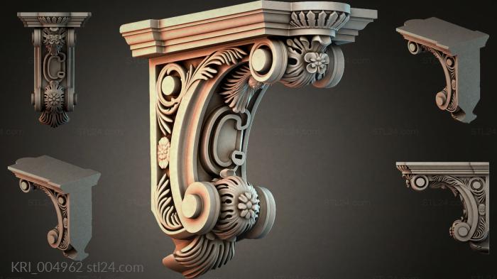 Architectural bracket with volutes and floral rosettes 3d STL model