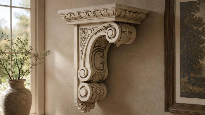 Bracket with volutes and acanthus leaves 3d STL model