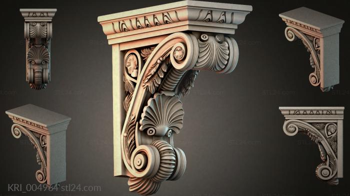 Classic console bracket with volute and basin 3d STL model