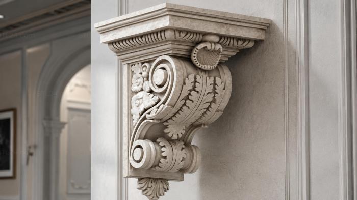 Architectural bracket with hemispherical parts 3d STL model