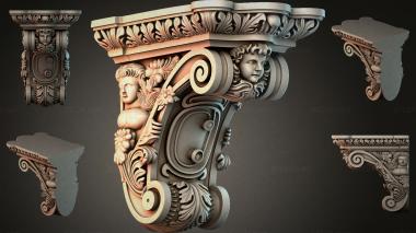 Brackets of different styles (Capital with a female head and curls, KRI_004967) 3D models for cnc