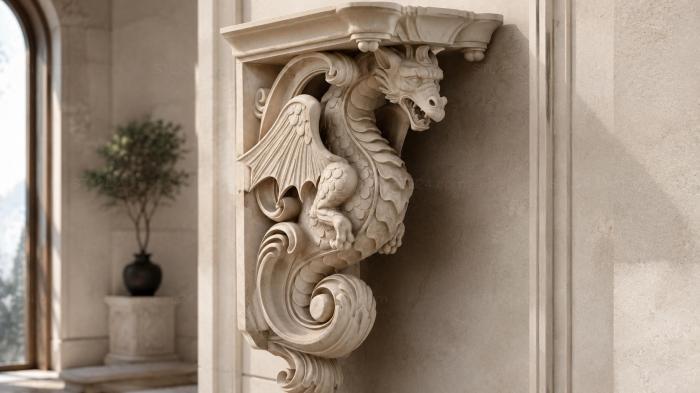 Bracket with dragon and swirls 3d STL model