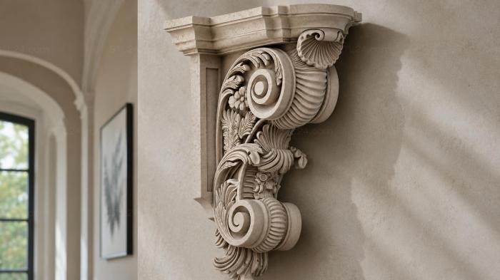 Console with volutes and rosette 3d STL model