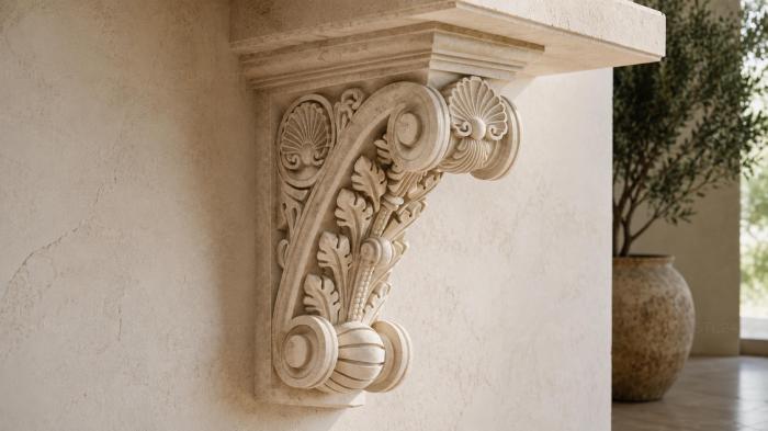 Architectural bracket with volute and sink 3d STL model