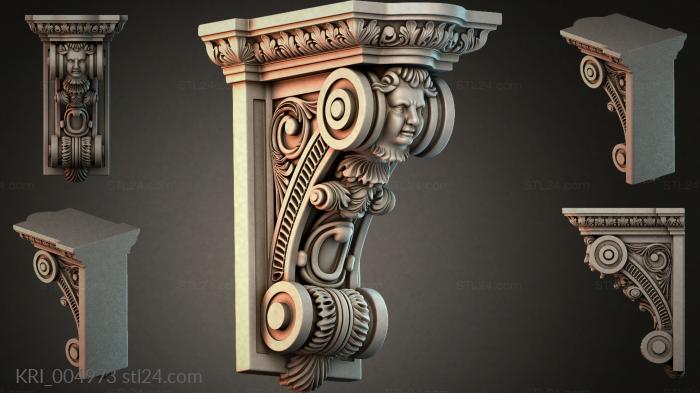 Bracket with a profile of a human face and acanthus scrolls 3d STL model