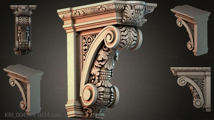 Architectural console with volute and foliage 3d STL model