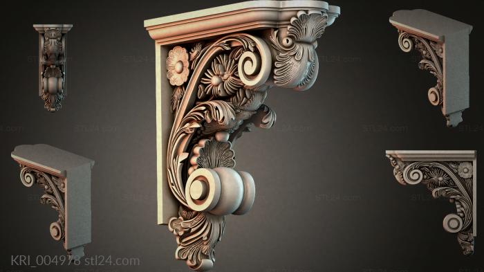 Bracket with volute and floral rosettes 3d STL model