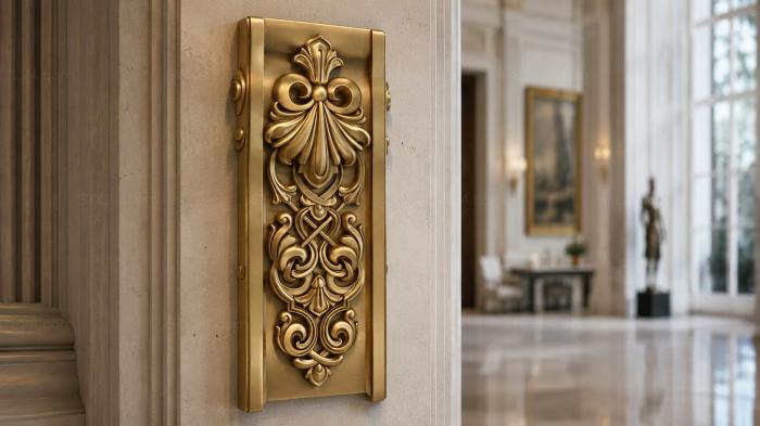 Corbels (Three-dimensional furniture bracket with lilies and intricate ornamental designs, KR_0177-1) 3D models for cnc