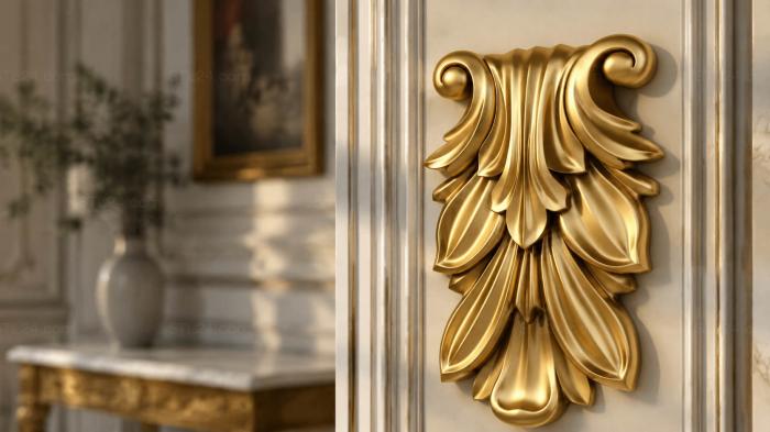 Corbels (Acanthus-style ornament with symmetrical curls, KR_0340-1) 3D models for cnc