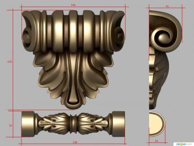 Corbels (Bracket with mini acanthus leaf, KR_0752) 3D models for cnc