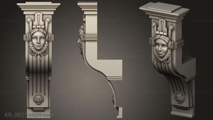 Corbels (Bracket with a girls face and flutes, KR_0815) 3D models for cnc