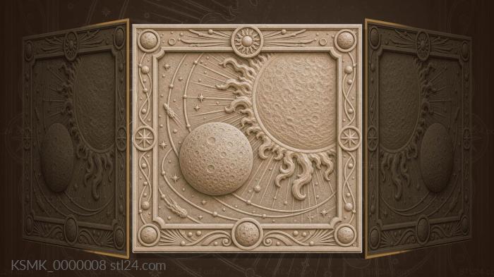 Mercury near the Sun - crater planet and solar prominences 3d STL model