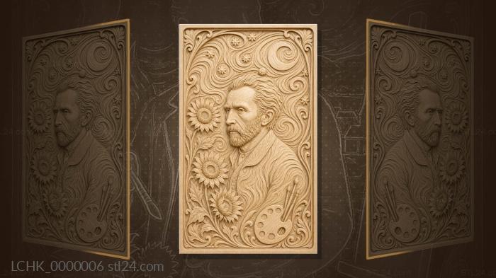 Van Gogh - sunflowers and star curls 3d STL model