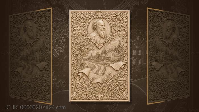 Leo Tolstoy - handwritten ribbons and field 3d STL model