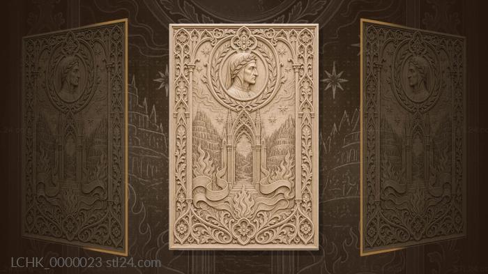 Dante Alighieri - laurel and Gothic gates 3d STL model
