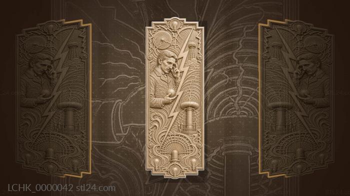 Nikola Tesla - vertical lightning and coils 3d STL model
