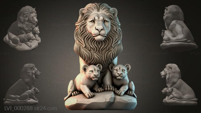 Львы (LVI_000288) 3D модель для ЧПУ станка