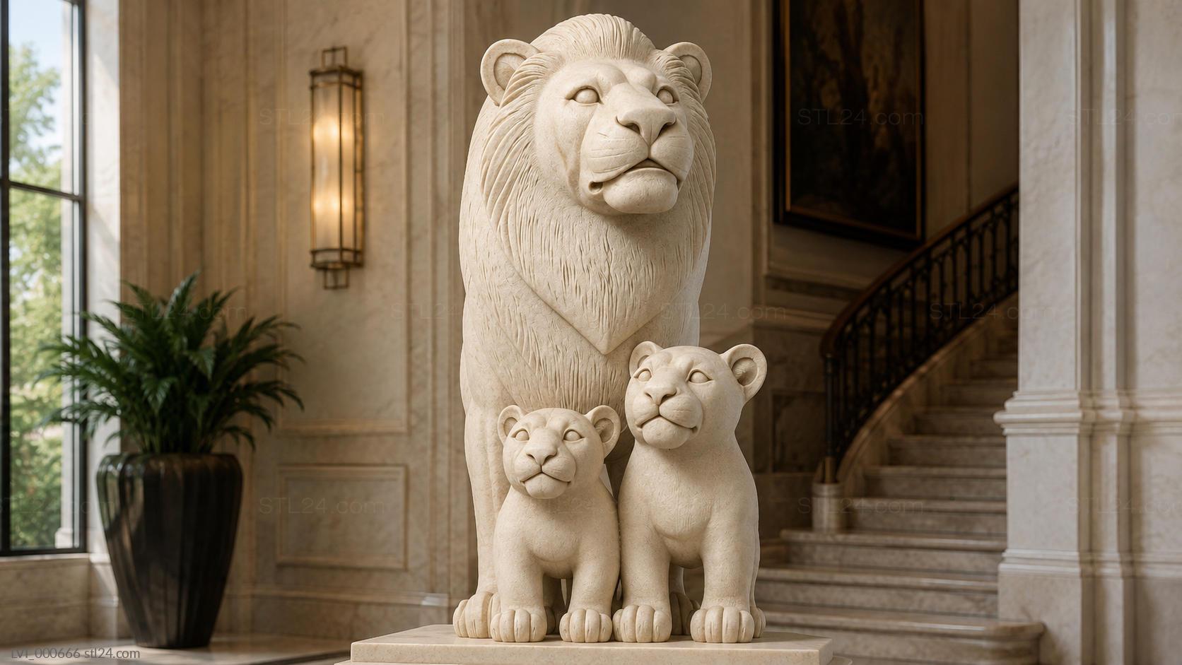 Lions - LVI_000666. 3D stl model for CNC