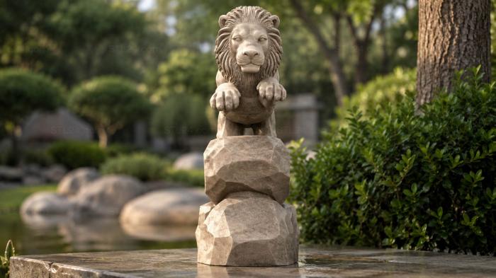 Lions head on a pedestal 3d STL model