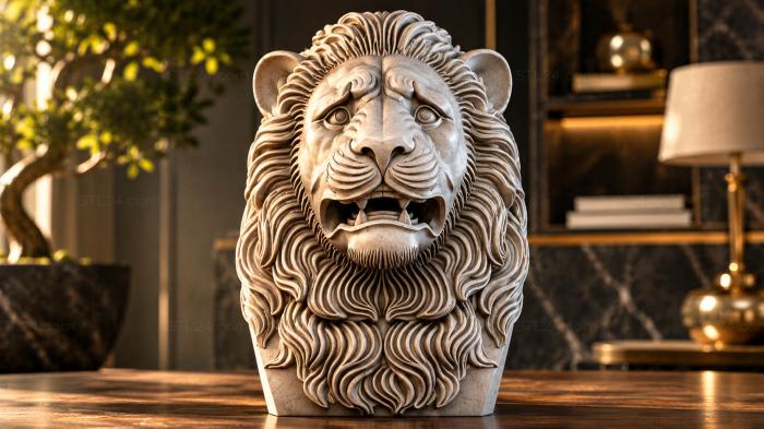 Bas-relief of a lions head 3d STL model